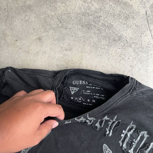 Vintage Y2k Guess Rock emo grunge Black Long Sleeve T-Shirt Mens Size M - Picture 2 of 2